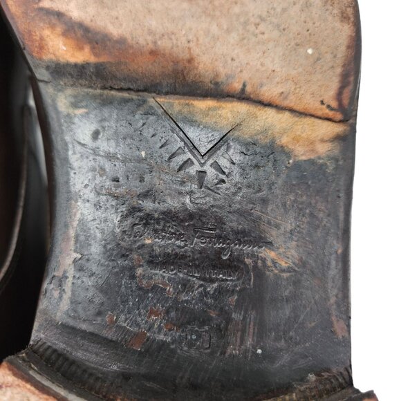 Vintage Salvatore Ferragamo Italy Men's 11 Dark Brown Leather Dress Shoes Oxford - Picture 14 of 16